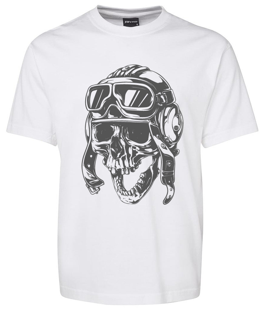 Vintage Crazy Aviator Skull shirt white