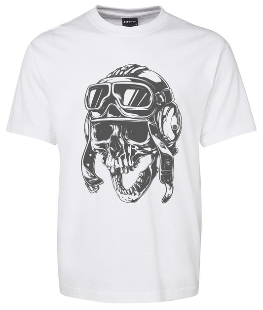 Vintage Crazy Aviator Skull shirt white
